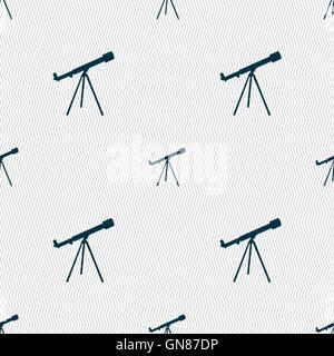 Telescope icon sign. Seamless pattern with geometric texture. Vector Stock Vector