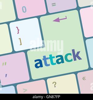attack button on computer keyboard key vector illustration Stock Vector