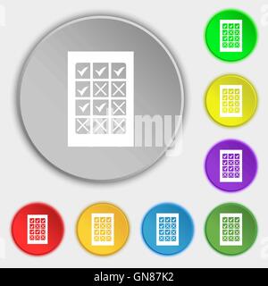 Bingo, lottery icon sign. Symbol on eight flat buttons. Vector Stock Vector