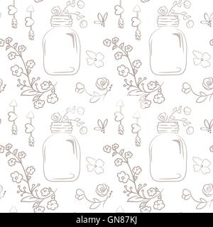 Vector floral seamless pattern. Cute bouquet of wedding flowers Stock Vector