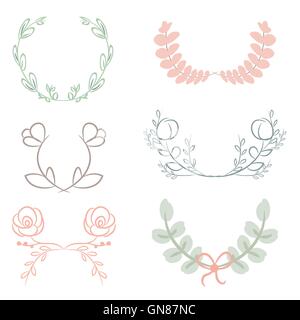 Vector collection of laurels, floral elements and banners Stock Vector