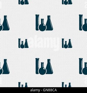 laboratory glass, chemistry icon sign. Seamless pattern with geometric texture. Vector Stock Vector