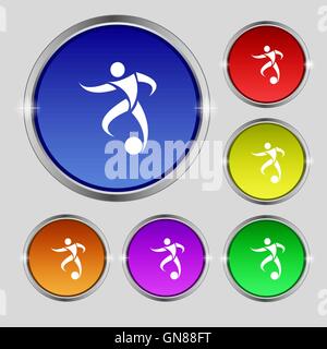 football player icon sign. Round symbol on bright colourful buttons. Vector Stock Vector