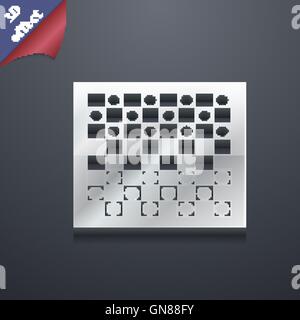 checkers board icon symbol. 3D style. Trendy, modern design with space for your text Vector Stock Vector
