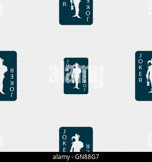 Single playing cards, Joker icon sign. Seamless pattern with geometric texture. Vector Stock Vector