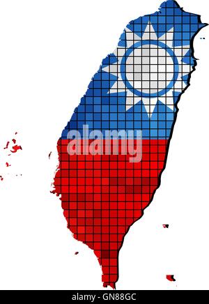 Taiwan map with flag inside Stock Vector