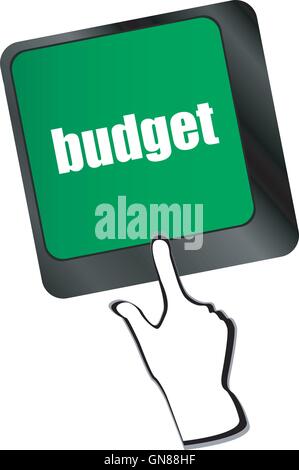 A keyboard with a key reading budget Stock Vector
