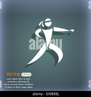 Karate kick icon. On the blue-green abstract background with shadow and space for your text. Vector Stock Vector