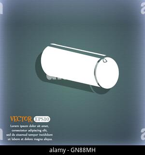 pencil case icon. On the blue-green abstract background with shadow and space for your text. Vector Stock Vector