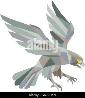 Peregrine Falcon Swooping Grey Low Polygon Stock Vector