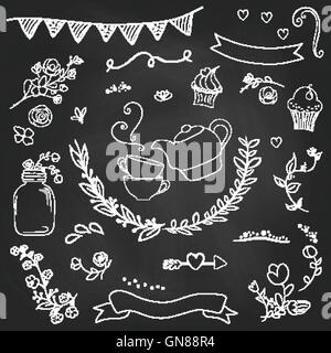 Vintage romantic set in vector. Stylish romantic elements for pa Stock Vector