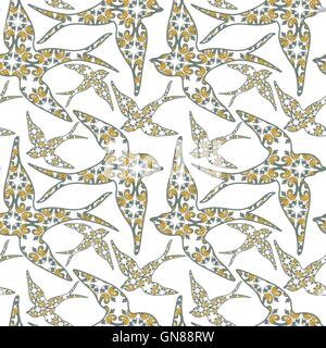 Traditionall portuguese swallow and azulejo tiles background. Se Stock Vector