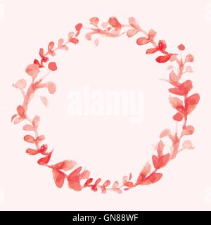 Watercolor flowers wreath. Hand painted wedding illustration. Ve Stock Vector