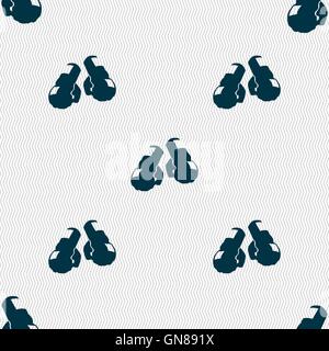 boxing gloves icon sign. Seamless pattern with geometric texture. Vector Stock Vector