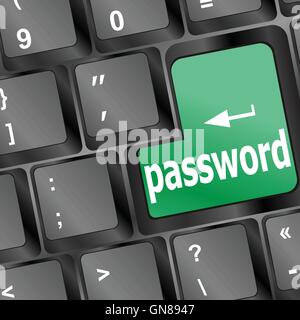 concept of accessibility with password button on the laptop vector illustration Stock Vector