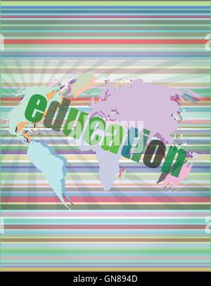 word education on digital touch screen - learn concept vector illustration Stock Vector