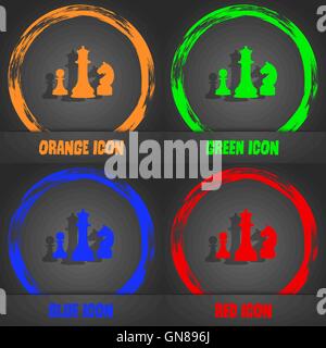 chess Game icon. Fashionable modern style. In the orange, green, blue, red design. Vector Stock Vector