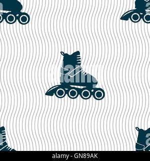 roller skate icon sign. Seamless pattern with geometric texture. Vector Stock Vector