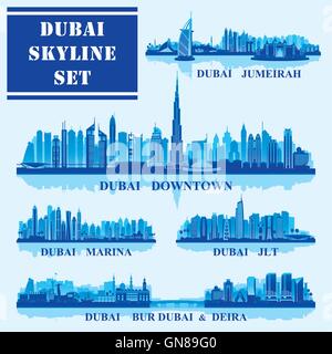 Set of Dubai districts Stock Vector