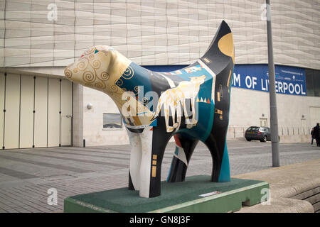 miniature replica lambanana statue outside museum of Liverpool Merseyside UK Stock Photo