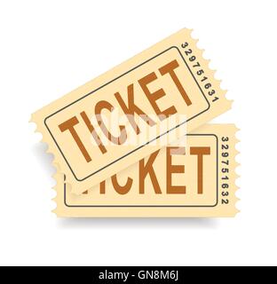 A pair of vintage tickets with a tear line. No transparency. Ticket isolated illustration. Vector Stock Vector