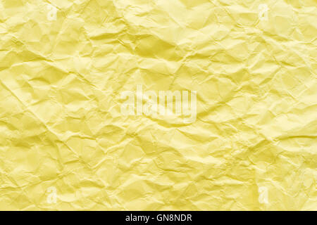 crumpled yellow paper texture background Stock Photo