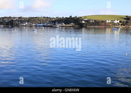Flushing across the Penryn River at high tide, Falmouth, Cornwall, England, UK. Stock Photo