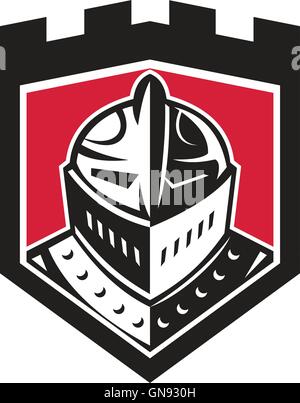 Knight Helmet Shield Retro Stock Vector