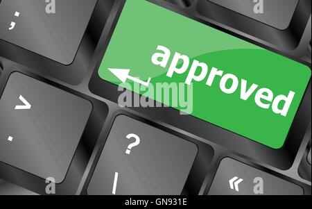 Approved word on a button keyboard, business concept. Keyboard keys icon button vector Stock Vector
