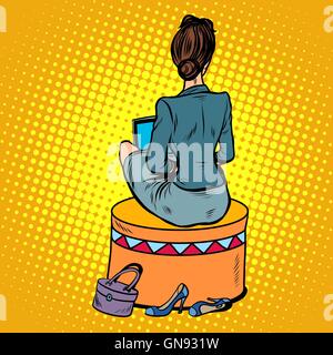 businesswoman sits back on the couch Stock Vector