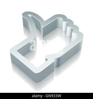 3d metallic Thumb Up icon with reflection, vector illustration. Stock Vector