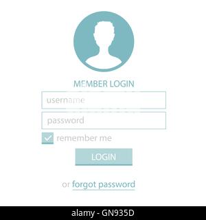 Member Login Template. Simple and Flat. Stock Vector