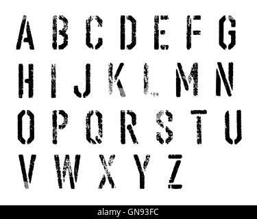 Grunge stencil alphabet vector set. Stock Vector