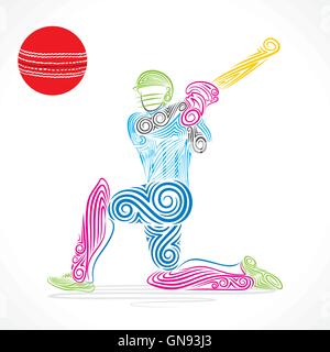 creative abstract cricket player design by brush stroke vector Stock Vector