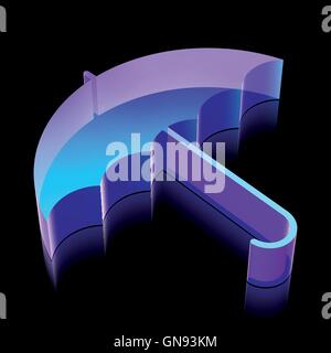 3d neon glowing Umbrella icon made of glass, vector illustration. Stock Vector
