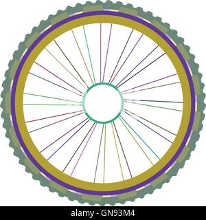 vector silhouette of a bicycle wheel with tyre and spokes isolated on white Stock Vector