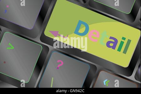 Detail of the keyboard with color key Detail vector keyboard key. keyboard button. Vector illustration Stock Vector