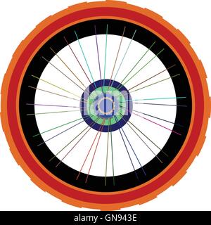 vector bike wheel silhouette with tyre and spokes isolated on white Stock Vector