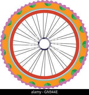 vector bike wheel silhouette with tyre and spokes isolated on white Stock Vector