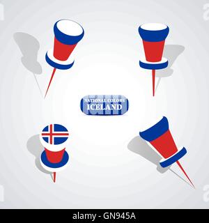 Set of pushpins, vector illustration. Stock Vector