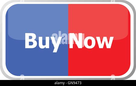 buy now words on vector web button icon isolated on white. flat icon vector illustration. Stock Vector