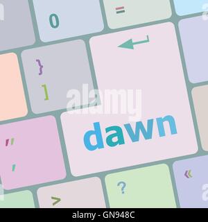business concept: computer keyboard with word dawn vector illustration Stock Vector
