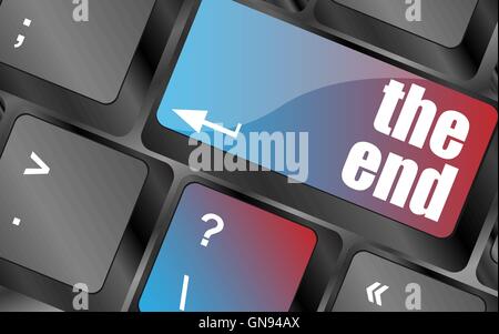 computer keyboard with one key showing the warning words the end,, keyboard keys, keyboard button Stock Vector