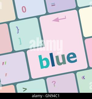 blue button on computer pc keyboard key vector illustration Stock Vector