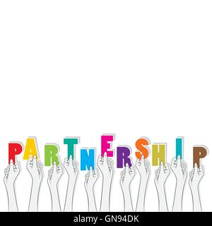 partnership text hold in hand design Stock Vector