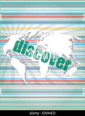 social concept: word discover on digital background vector quotation marks with thin line speech bubble. concept of citation, in Stock Vector