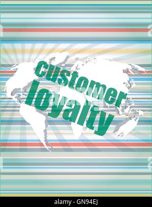 Marketing concept: words Customer loyalty on digital screen vector quotation marks with thin line speech bubble. concept of cita Stock Vector