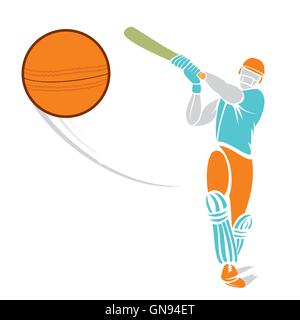sketch cricket player hit the ball design vector Stock Vector