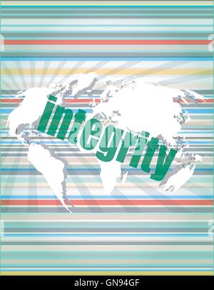 business concept: word integrity on digital background vector quotation marks with thin line speech bubble. concept of citation, Stock Vector