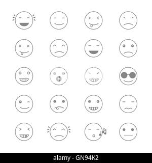 Emoticons Collection. Set of Emoji. Flat monochrome style. Diffe Stock Vector